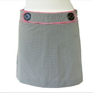 TIBI black white gingham check retro mini skirt pink trim 2